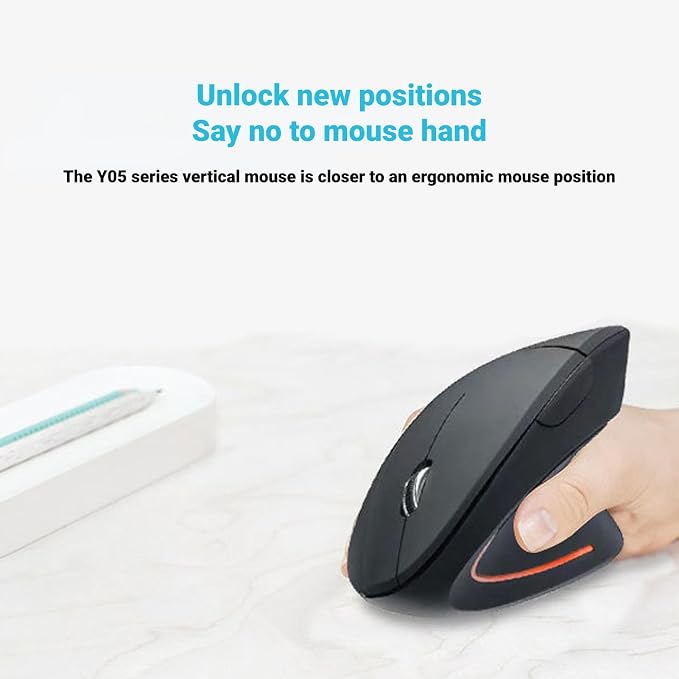 Vertical Mouse for Gaming and Work, 2.4G Wireless Lighted Mouse with Adjustable DPI, Battery Operated