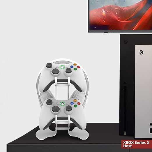 NBCP Controller Holder, Game Controller Headset Stand for Xbox Series X S/Xbox one / PS5 / PS4 / NS/PC/Headset, Aluminum Metal Headset Mount Universal Organizer for Video Game Accessories (White)