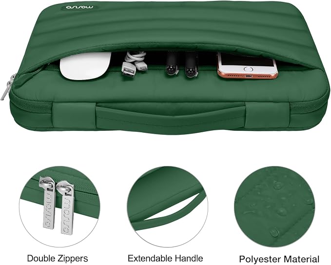 MOSISO Compatible with MacBook Air 13 inch Case M5 2026 M4 2025 M3 M2 2024-2022 A3449 A3240 A3113 A2681, Hard Case&Puffy Bag&Keyboard Cover&Webcam Cover&ScreenFilm for MacBook Air 13.6, Peacock Green
