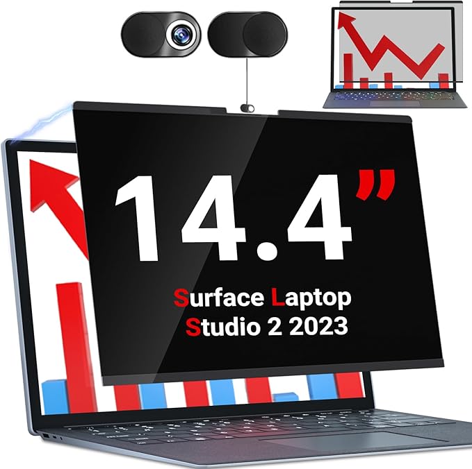 ZOEGAA Privacy Screen for Microsoft Surface Laptop Studio 2/1 14.4-Inch,Magnetic Removable Touchable Privacy Filter for Surface Studio 14 inch Screen Protector,Anti-Blue Light Anti-Scratch