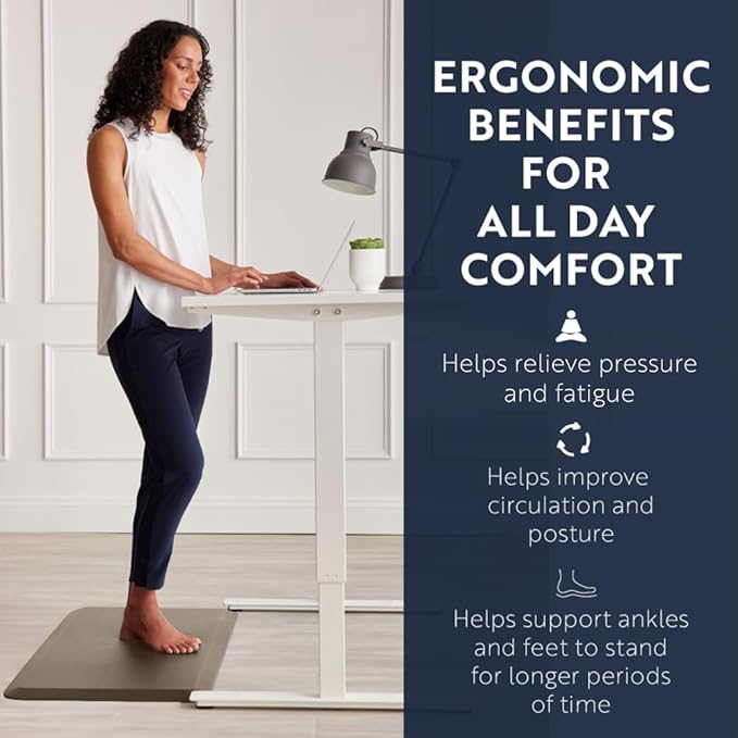 KANGAROO Anti Fatigue Mats for Kitchen Floor, Reduce Foot, Knee, Back Pressure, 3/4 Inch Thick Cushioned Ergonomic Mat, Waterproof Comfort Rug for Under Sink, Standing Desk, Store Floors, 20x32, Beige