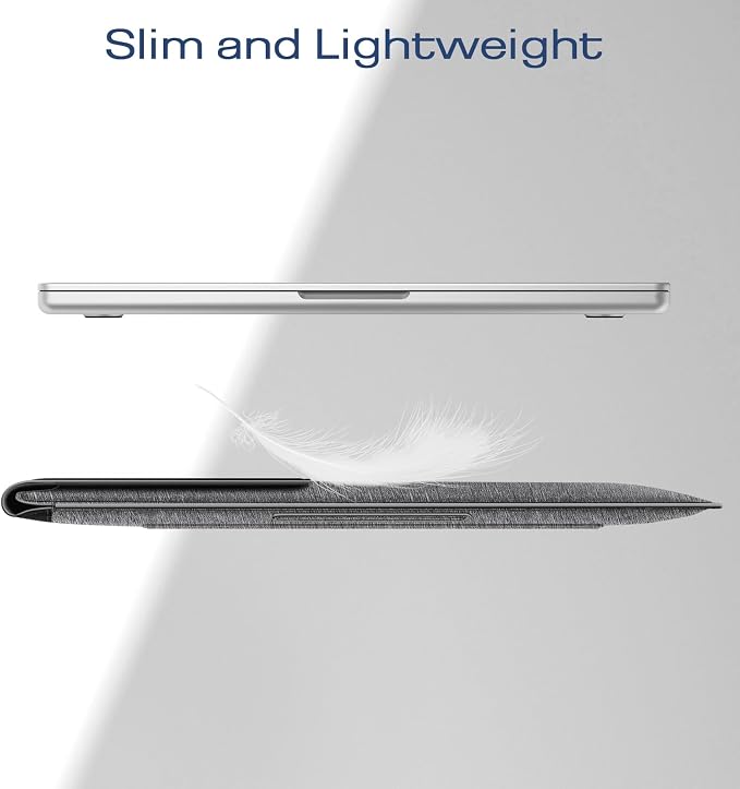 Fintie Sleeve Case for MacBook Air 13.6 A3449 A3240 A3113 A2681, Pro 14 A3427 A3426 A3434 A3401 A3185 A3112 A2992 A2918 A2779 A2442, MacBook Pro/Air/Neo 13 - Slim Bag Cover with Stand, Gray/Black