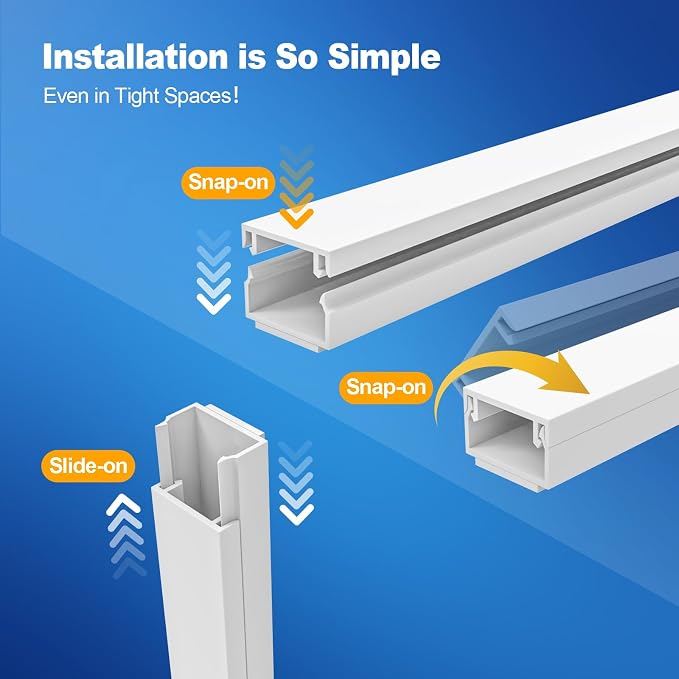 112in Cord Hider Kit, Cord Covers for Wires on Wall, Premium One-Cord Cable Hider, Paintable Cable Raceways, Self-Adhesive Wire hiders for TV, 8×L14in×W0.59in×H0.4in, White