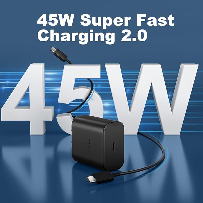 45W Super Fast Charger USB C, 45 Watt USB C Charger Block with 12FT Android Phone Fast Charging Cable Cord for Samsung Galaxy S26 S25 S24 S23 Ultra/S26 S25 S24 S23 S22 S21 S20/Note 10/20