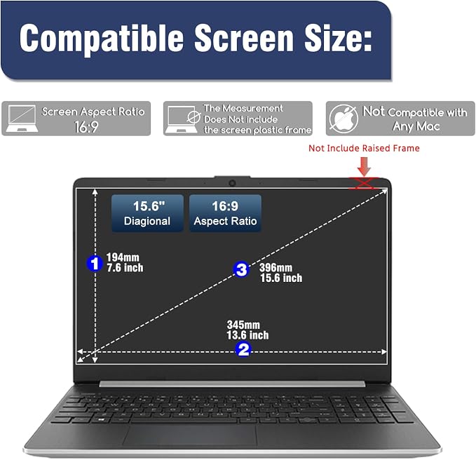 KEANBOLL 15.6 Inch Magnetic Privacy Screen for Laptops (16:9) - Removable Anti-Glare Filter with Blue Light Reduction | Compatible with HP, Dell, Acer, Asus, Samsung, Lenovo Laptops etc