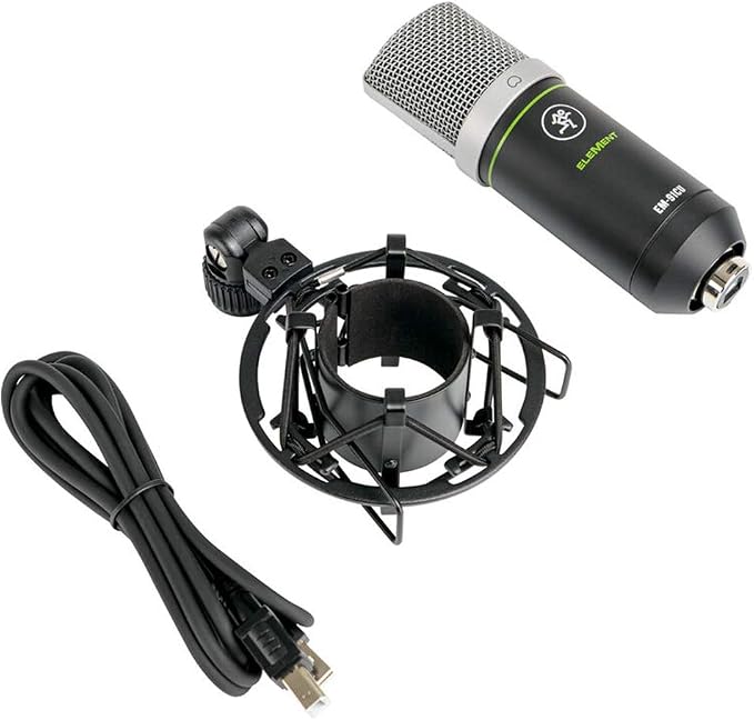Mackie EM-Series, Large Diaphragm USB Condenser Microphone with Headphone Output and Mute (EM-91CU+), Black