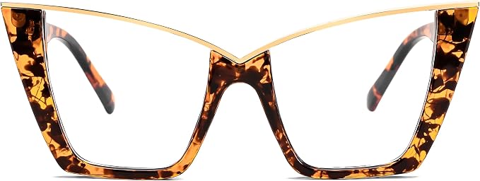 FEISEDY Fashion Cat Eye Blue Light Blocking Glasses for Women Fake Retro Eyeglasses Oversized Stylish Eyewear Frame B0240