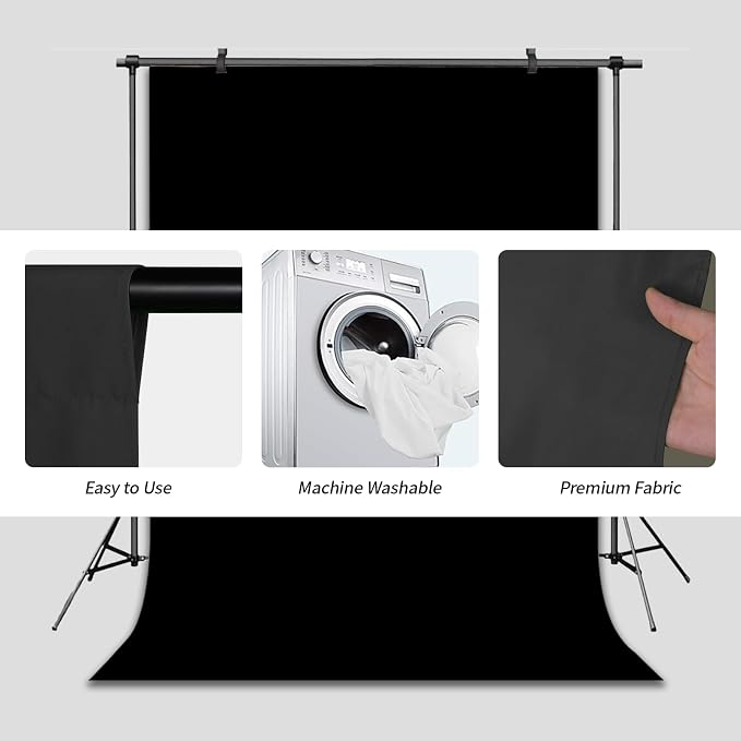 Black Backdrop Virtual Black Background Sheet Fabric Wrinkle Resistance Photo Background for Photo Studio Shooting Props 6x9FT