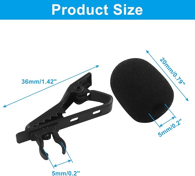 10 Pcs Lavalier Microphone Clips Replacement Kit with 10 Pcs Foam Windscreen Covers, Lapel Mic Clips Sponge Cover Kit for Voice Recording, Video Conferencing and Online Meetings