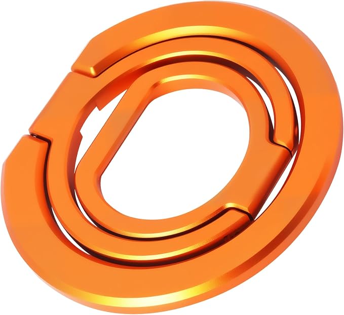 Phone Ring Holder for MagSafe,360°Rotation Magnetic Phone Grip Ultra-Thin & Lightweight Kickstand for iPhone 17/16/15/14/13/12 Series Orange