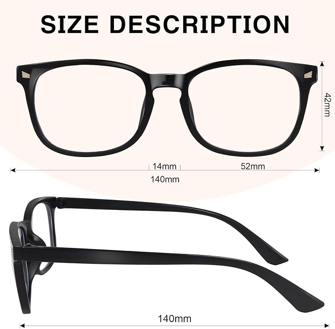 Blue Light Glasses for Woman Men | 99% Blue Light Blocking Glasses | Computer Glassess | Night Driving | Gaming | TV Phone Screen Reader Square Frame | Anti Eyestrain & UV Glare Protection