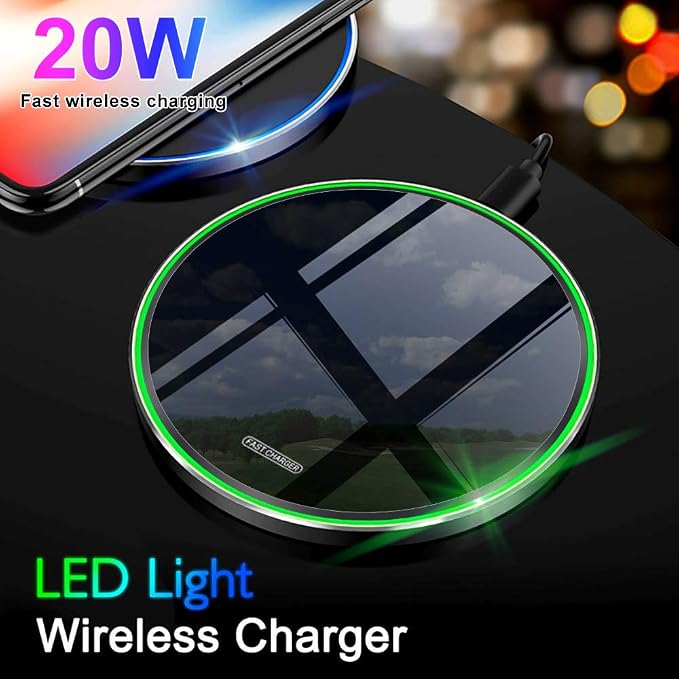 Fast Wireless Charger,20W Max Wireless Charging Pad Compatible with iPhone 17/17 Pro/Pro Max/16/15/14/13/12,AirPods;FDGAO Induction Charge Mat for Samsung Galaxy S25/S24/S23/S20/Pixel/G8