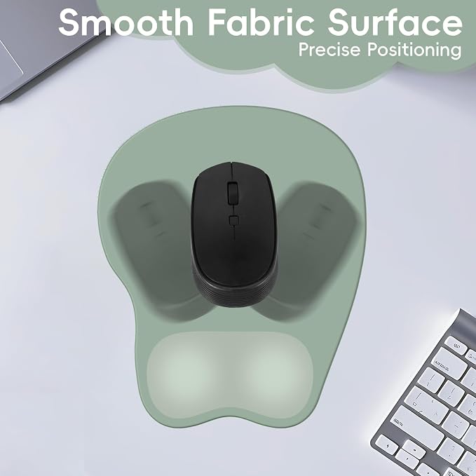 Ergonomic Mouse Pad,Non Slip Mousepad Wrist Rest Support for Office, Computer, Laptop & Mac(A-Light Green)