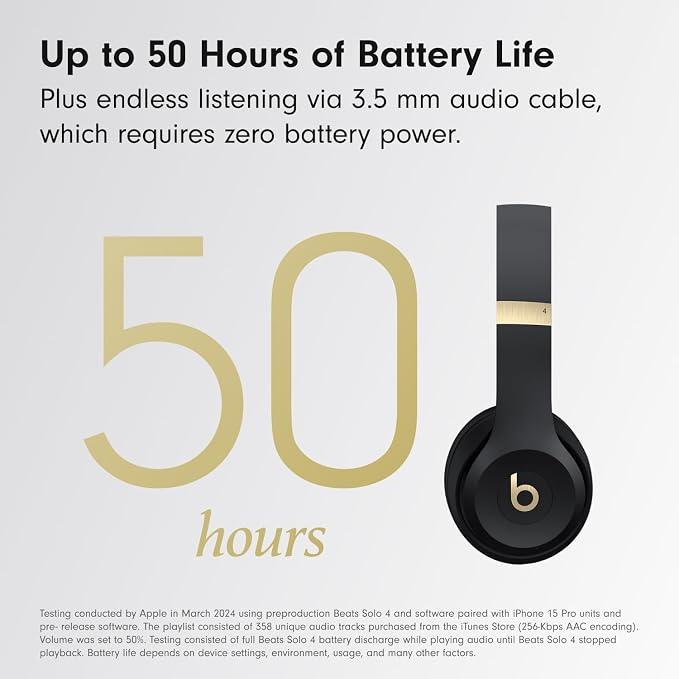 Beats Solo 4 Wireless Headphones with 20W Power Adapter - Black & Gold