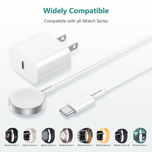 USB C Apple Watch Charger, [Apple MFi Certified] Magnetic iWatch Fast Charging Cable Cord 6ft and iPhone Type C Wall Charger Plug Block for Apple Watch Series Ultra 2/Ultra/11/10/9/8/7/SE/6/5/4/3/2