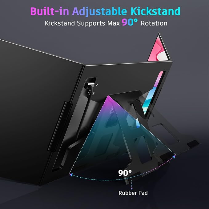 QQH Laptop Screen Extender, 15.6" Triple Portable Monitor with Ultra-Slim FHD IPS Display, One Cable USB-C Monitor Extender Compatible with MacOS, Windows, Android for 12-16" Laptop (Driver Need)