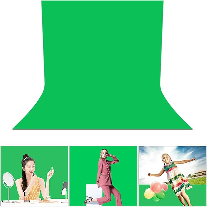 Chromakey Green Screen Backdrop, Photography Backdrop High Density Polyester Soft Light Wrinkle Background for Photo Studio Streaming Video Party Home Use (150 * 200CM)