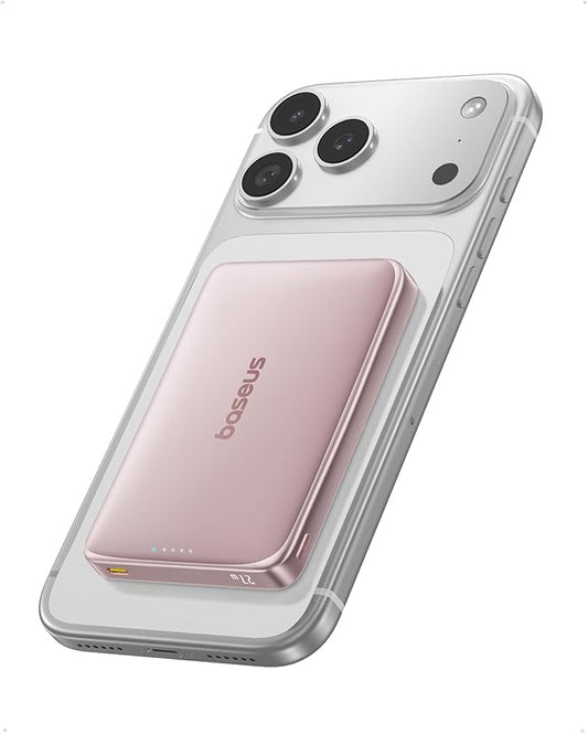 Baseus Picogo Power Bank, 0.5" Ultra Slim 10000mAh MagSafe Portable Charger, Upgraded CCC Certified 27W Fast Charging Magnetic Battery Pack, Alloy Wireless Charger for iPhone 17/16/15/14/13/12