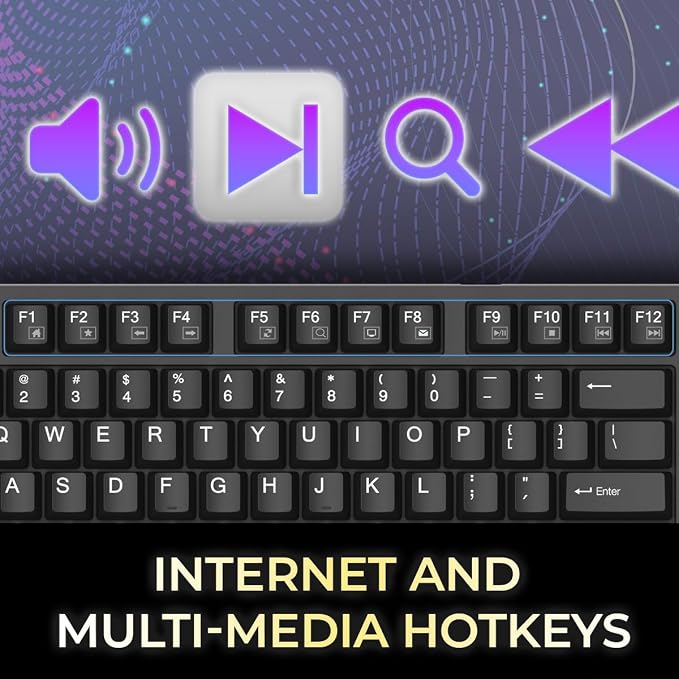 Adesso AKB-670UB Mechanical Keyboard with Copilot AI Hotkey - Blue Switch, Multi-OS Compatible | Enhanced Productivity with Tactile Feel and Multimedia Keys