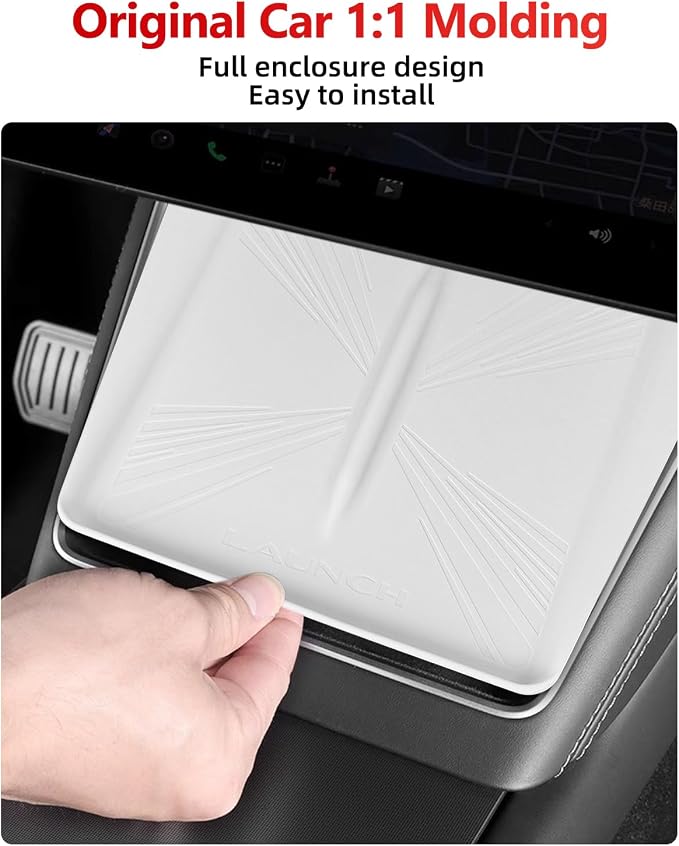 White Center Console Silicone Mat Conpatible vith Tesla Model Y Juniper 2025-2026, Waterproof Spill Proof Center Console Liner Pad, Non-Slip Vireless Charging Friendly Interior Accessories(Style A)