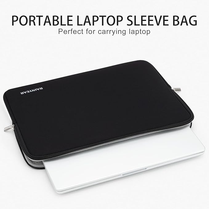 RAINYEAR 14 Inch Laptop Sleeve Case Compatible with 14 Inch Laptop Computer PC Notebook Ultrabook, Protective Soft Padded Lightweight Laptop Carrying Bag Cover, Black