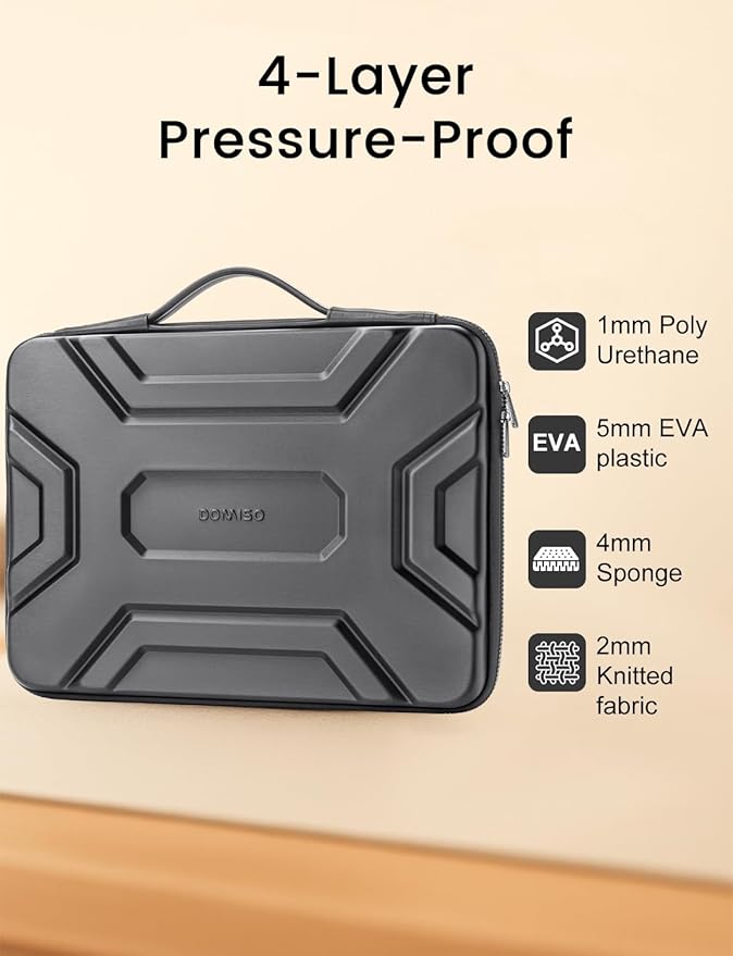 DOMISO 15.6 inch Laptop Sleeve, Shockproof and Waterproof EVA Protective Laptop Case, Laptop Sleeves for 16" MacBook Pro/Max M2 M1 2019-2023,15"-16" HP Dell Asus Laptop,Dell XPS 15, Dark Grey