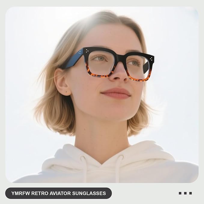 Ovresized Blue Light Blocking Glasses for Women Men Square Computer TV Eyeglasses