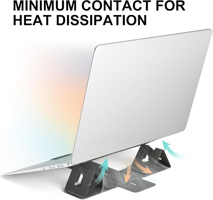 Magnetic Adjustable Travel Laptop Stand for Digital Nomads and Business Travelers. Compact, Foldable, and Ideal for Desk Use. Elevate Your Work Experience with Our Laptop Riser on the Go (Dark Gray)