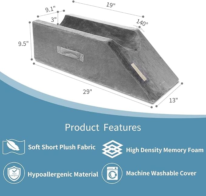 LightEase Memory Foam Leg Support and Elevation Pillow w/Dual Handles for Surgery, Injury, or Rest