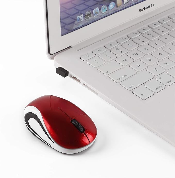 Usbkingdom Mini Small Wireless Mouse for Travel Optical Portable Mini Cordless Mice with USB Receiver for PC Laptop Computer (Red)