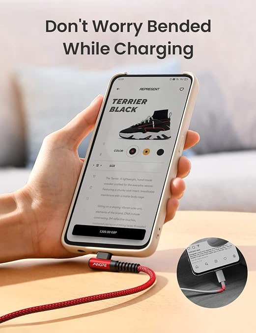 AINOPE USB C to USB Cable [4-Pack 10/6.6/3.3/3.3ft] 3.1A USB Fast Charge Right Angle, Resistant Nylon Braided USB C Charging Cable Compatible with Galaxy S21 S20 Plus, Note 20 10 9, Moto