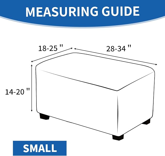 Ottoman Covers Ottoman Slipcovers Folding Storage Stool Washable Furniture Protector,Elastic Foot Stool Foot Rest Protector for Living Room Bedroom,Small,Light Blue