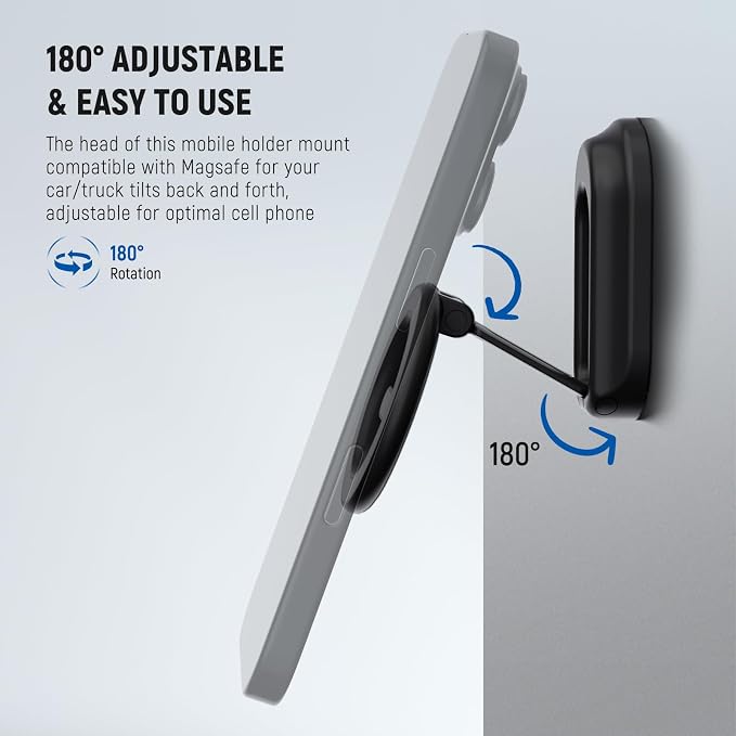 NEEWER Magnetic Phone Holder for Car, Dual Sided Magnet Cell Phone Mount Compatible with MagSafe iPhone, Car Stand Accessories for Dash Windshield Navigation Glass Gym Video Recording, PA118