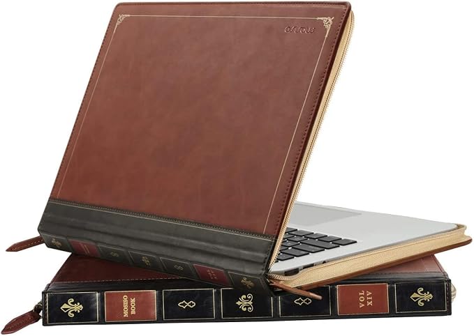 MOSISO Compatible with MacBook Air 13 inch Case A1466 A1369 Older Version 2010-2017 Release, PU Leather Laptop Sleeve Vintage Retro Zippered Portfolio Protective Case Cover, Brown