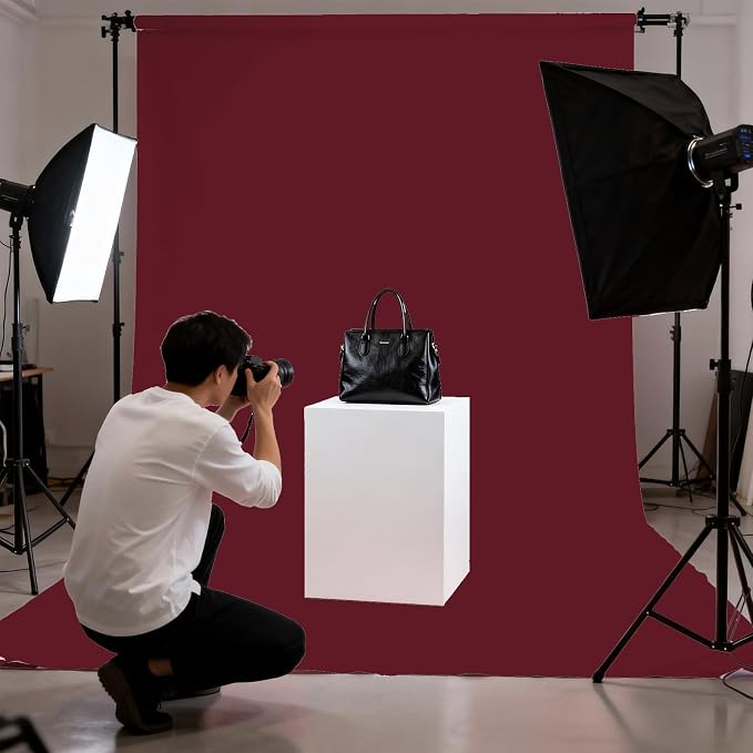 10x10FT Wine Red Screen Backdrop for Photography Burgundy Red Backdrop for Photoshoot Studio Screen Video Recording Curtain