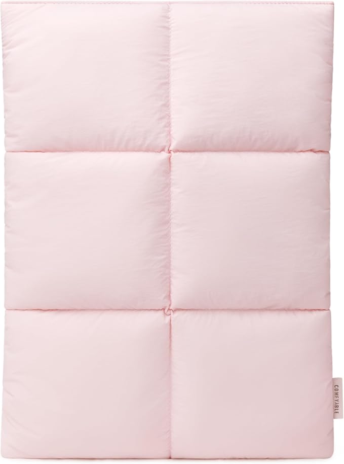 Comfyable Puffy Laptop Sleeve 13 Inch 14 Inch, Quilted Puffer Laptop Carrying Case, Pillow Case Compatible with MacBook Air M4 2025 M3 M2 M1, MacBook Pro M5 M4 Pro/Max, Light Pink