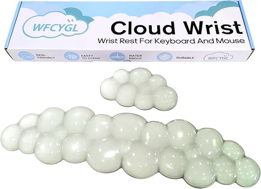 Gel Cloud Wrist Rest for Keyboard and Mouse Gradient Green Clear Keyboard Wrist Rest Transparent Ergonomic Cute Mouse Wrist Pad Silicone Non-Slip Wrist Pad for Computer Gaming Laptop Home Office
