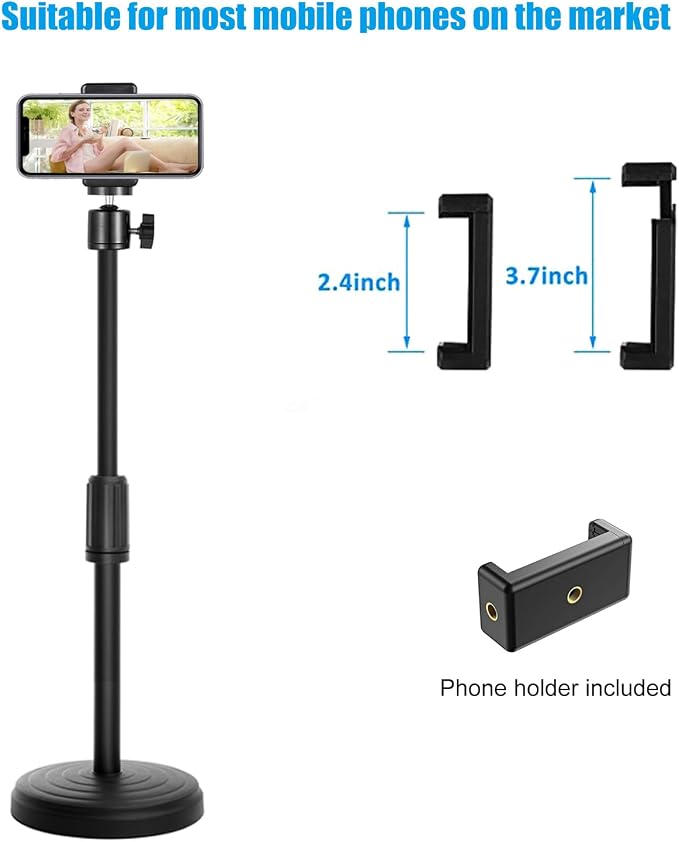 Webcam Stand for Desk, 18 Inch Webcam Tripod Camera Stand with Phone Holder Desktop Webcam Mount for Logitech Webcam C920 C922 C925e C922x C930e C930 C615 and BRIO