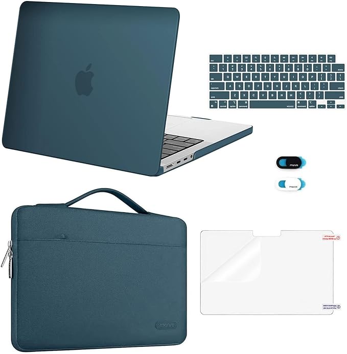 MOSISO Compatible with MacBook Pro 14 inch Case M5 2026 M4 M3 M2 M1 2025-2021 A3427 A3426 A3434 A3112 A3185 A3401 A2918 A2992 A2779 A2442, Case&Bag&Keyboard Skin&Webcam Cover&ScreenFilm, Deep Teal
