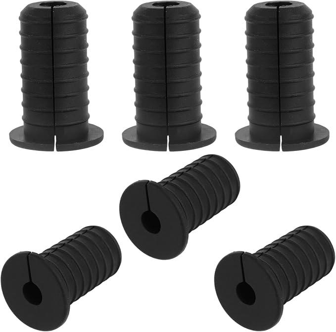 lasuroa 6pcs 3/4in Threaded Cable Grommets for Starlink, Silicone Anti-Slip Cable Routing Kit Split Wall Hole Pass Through Bushing Grommet for Ethernet/TV Wires Waterproof Cord Protection (Black)