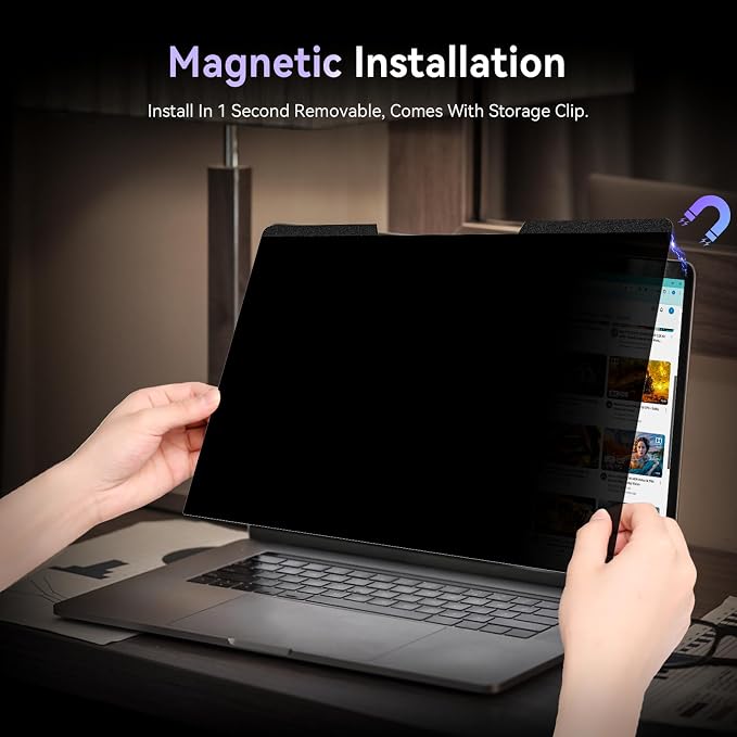 IPROKKO Magnetic Laptop Privacy Screen 16 Inch for 16:10 Aspect Ratio, Removable 16" Anti Glare Blue Light Spy Protector Monitor Filter Shield Compatible with HP Dell Xps Acer Asus Samsung Lenovo ThinkPad Envy Computer