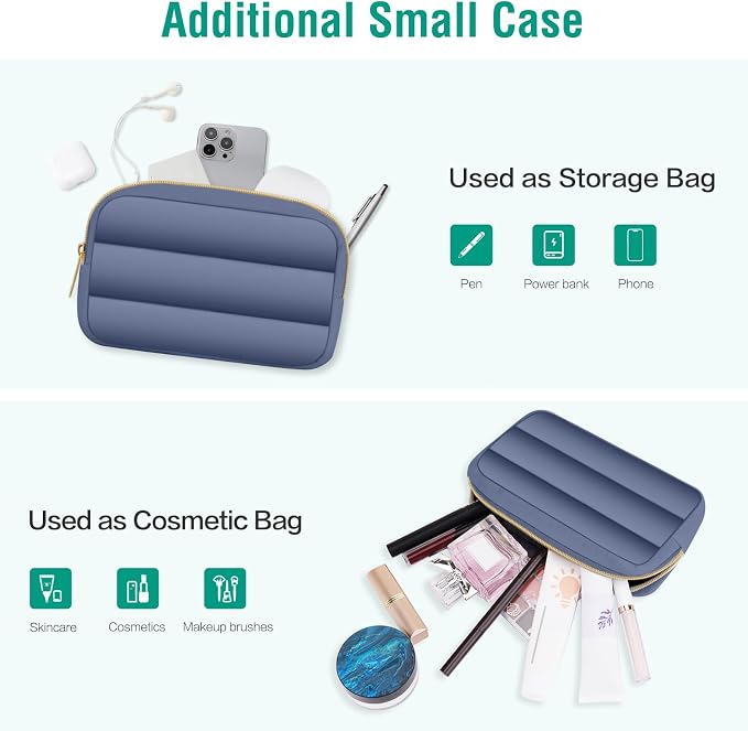 MOSISO Laptop Case 13.3 inch,13-13.3 inch Puffy Laptop Sleeve Compatible with MacBook Air 13.6 M5 M4 M3 M2 M1/Neo/Pro 13/14,HP Dell ASUS Lenovo,Polyester Horizontal Bag with Small Case,Lavender Gray
