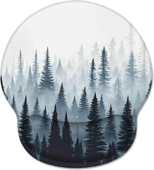 Hancynir Ergonomic Mouse Pad Wrist Support, Misty Forest Gel Mouse Pads with Wrist Rest, Computer Mousepad for Desk with Non-Slip Base, Comfortable Mouse Pad for Work Accessories Office Supplies Decor