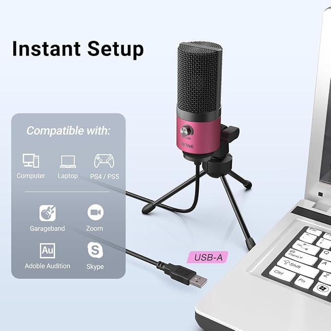 FIFINE USB Podcast Condenser Microphone Recording On Laptop, No Need Sound Card Interface and Phantom Power-K669