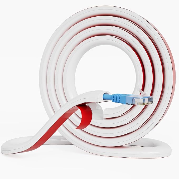 Cord Hider Raceway Kit, 118 inch Wall Cable Hider for 1 Cable, Silicone Material Hiding Wall Mount TV Powers Cords in Home Office, W0.59 H0.39in White