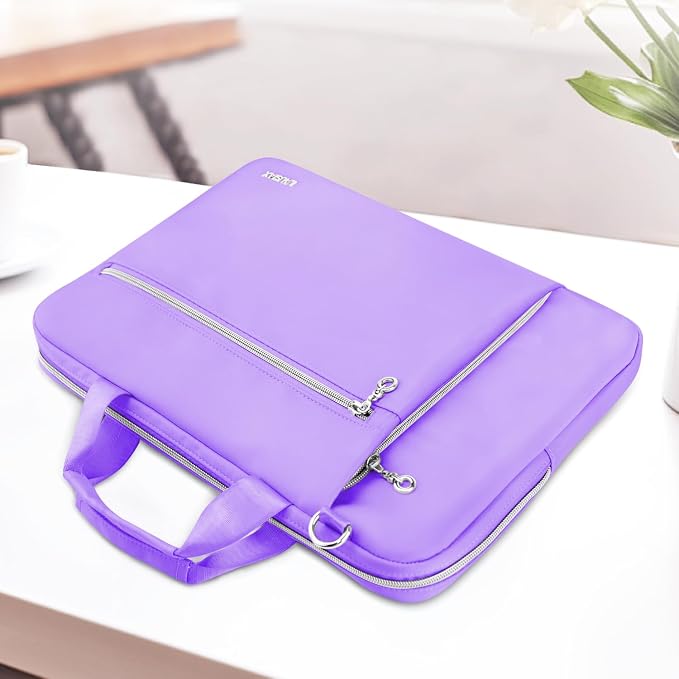 Laptop Case Bag Women Men Computer Sleeve Compatible with MacBook/Dell/HP/Acer/ASUS/LG, Waterproof Shoulder Carrying Briefcase, Purple, 15.6-16 Inch