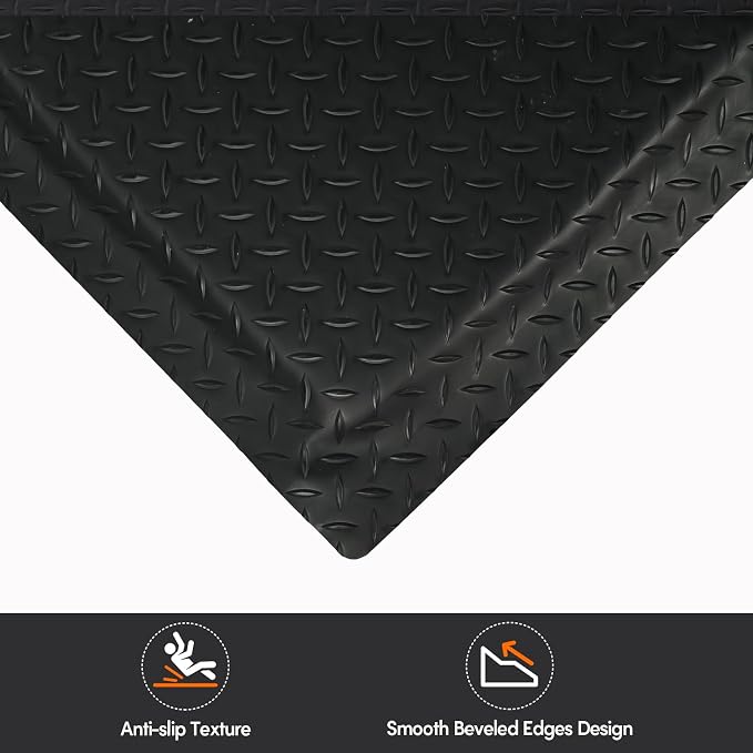 Anti Fatigue Mats Industrial 2' x 6' 15/16" Thick Ergonomic Standing Mat Commercial Kitchen Mat Heavy Duty Diamond Plate Shop Floor Mats Helps Relieve Back and Leg Soreness