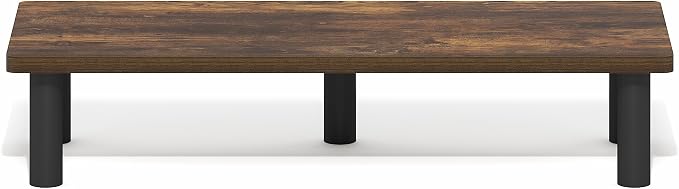 Furinno Turn-N-Tube Monitor Stand Riser, 23.6" Wide Rectangle Monitor Riser, Laptop Stand for Desk, Office Desk Accessories, Desktop Organizers and Accessories, Toolless Assembly, Amber Pine