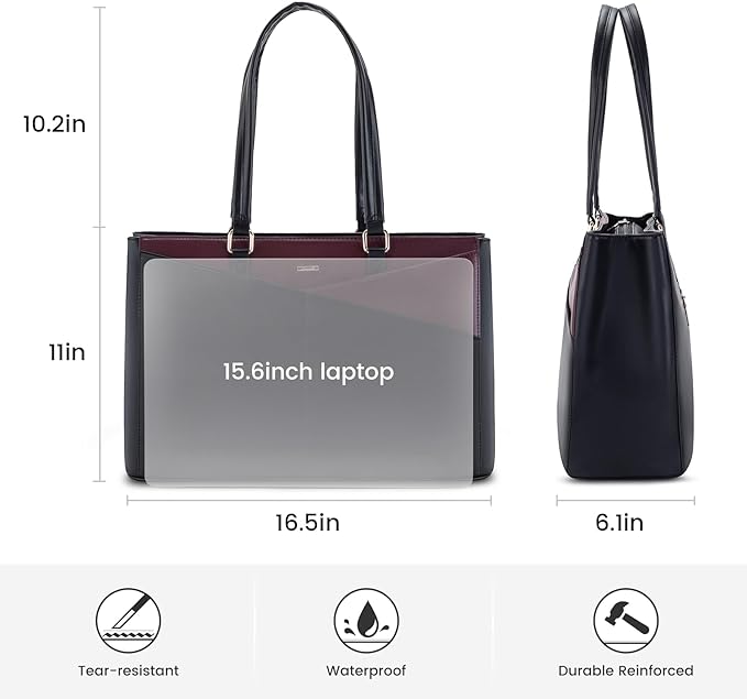 LOVEVOOK Laptop Tote Bag for Women, Office Work Bag Briefcase fit for 15.6 inch Laptop, Large Capacity Teacher Computer Bag Handbag Black/Purple