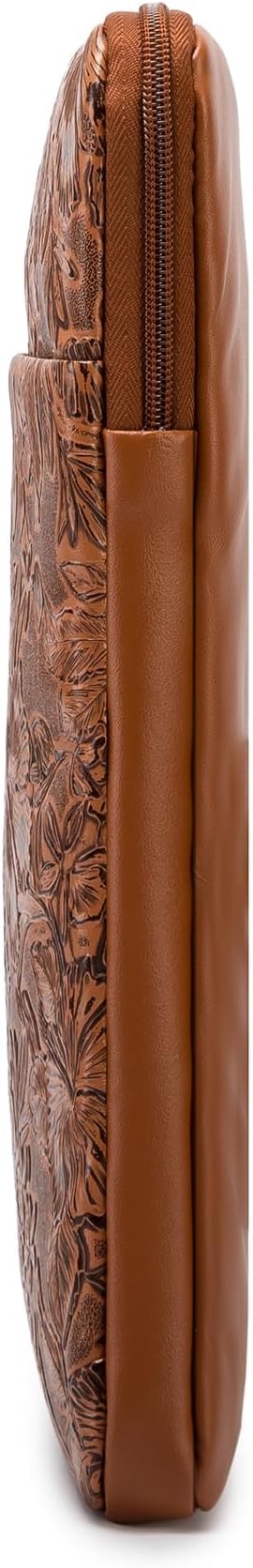 Kinmac 360° Protective Vertical Laptop Sleeve Case Cover Bag (Coffee Flower PU, 15.6 inch-16 inch)